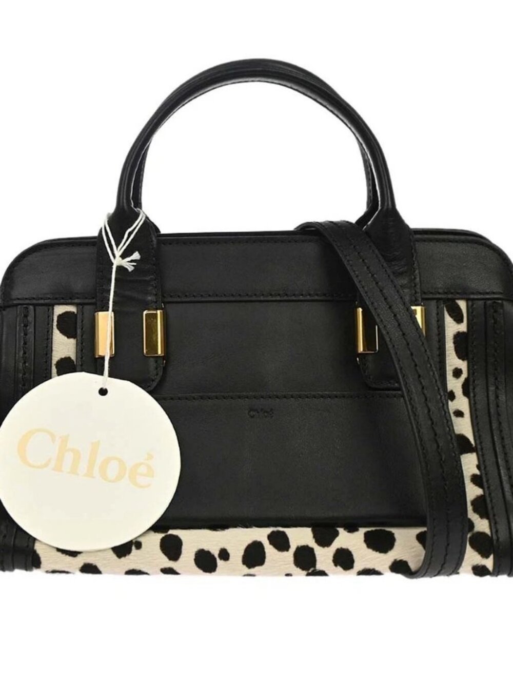 Chloe Black Pony Hair Alice 2way Handbag 03-14-50-65 179206